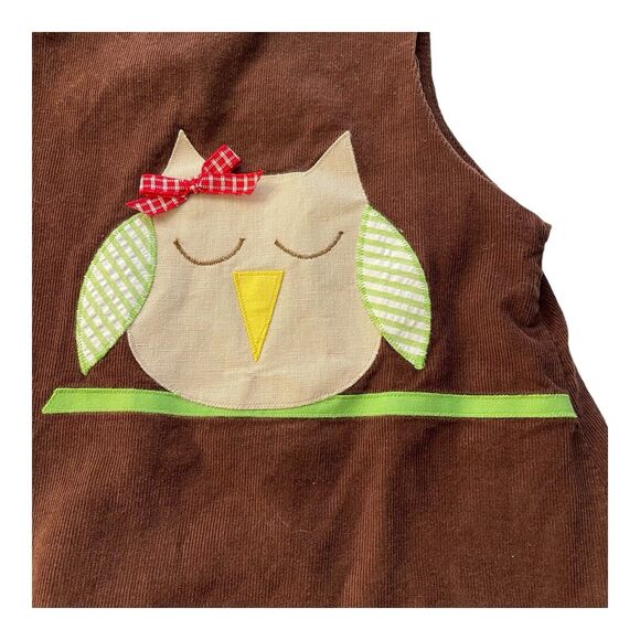 Funtasia! Too Toddler 4R Jumper Dress Owl Patchwork Corduroy Fall Ruffles - Picture 6 of 11
